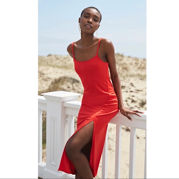 NEW SOMETHING NAVY RED SLIP MIDI DRESS - Picture 9 of 9